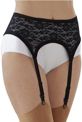 Plus Size Women's Lace Garter Belt with 4 straps by Rago in Black (Size 2X)
