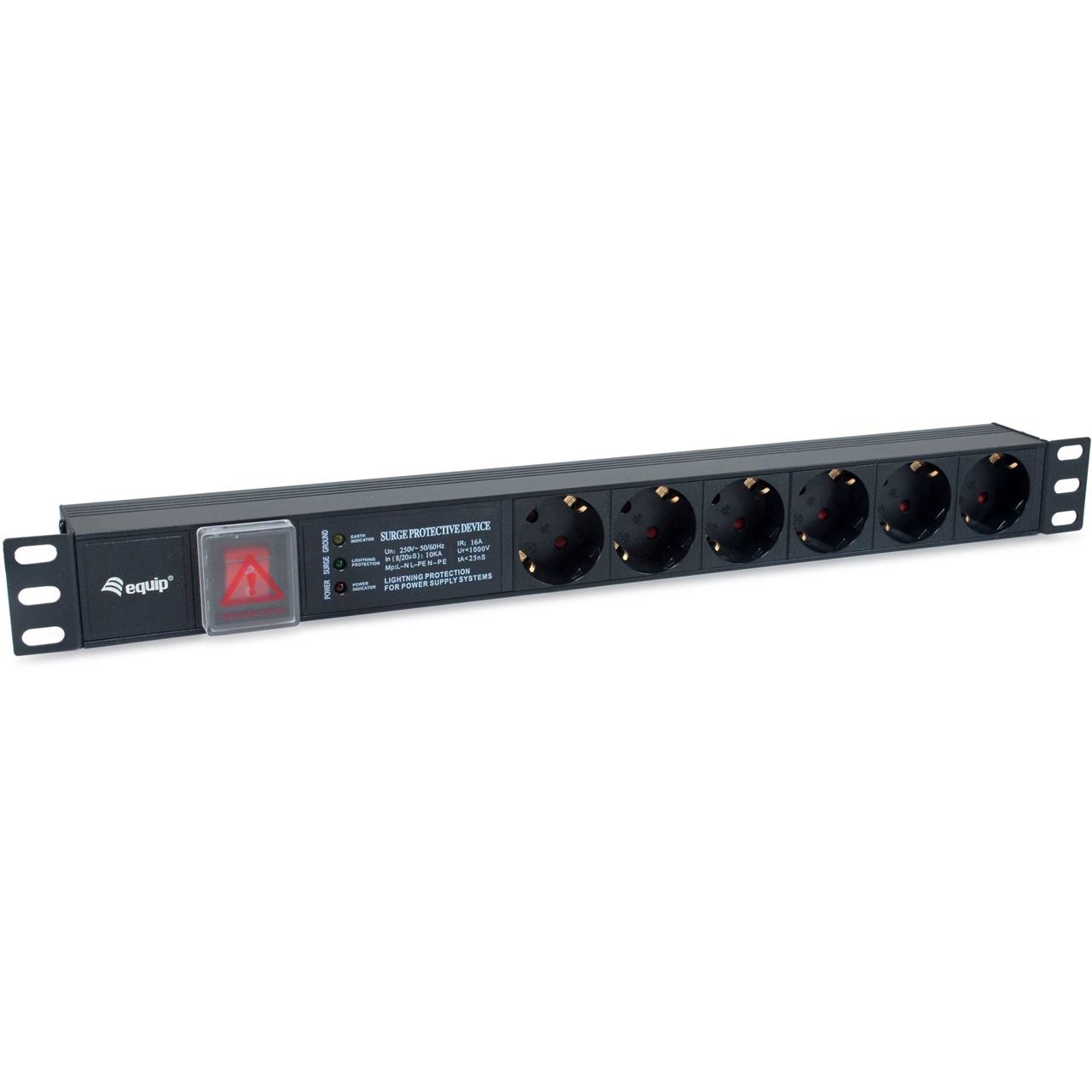 Equip Steckdosenleiste 19"(1HE)6fach mit Schutzkontakt + Schalt Alu