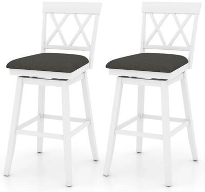 Costway Set of 2 Swivel Bar Stools Counter Height Barstools with Backrest Upholstered Seat Cushion-29 Inches