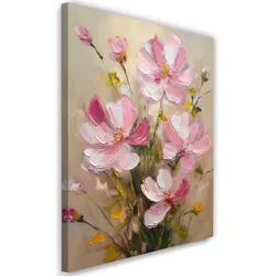 WANDBILD rosa gemalte blumen