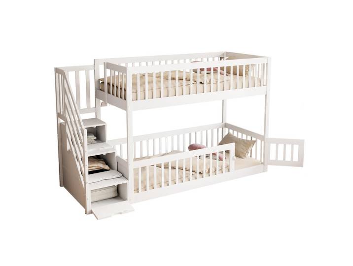 Stilvora Etagenbett 90/200 cm & 90/200 cm in Weiß mit Schubladen und Sicherheitstreppe, Holz, 90x200 cm, Babymöbel & Kindermöbel, Kinderzimmer & Jugendzimmer, Stockbetten