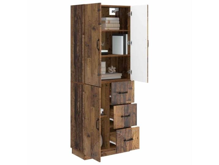 KTHLBRH 2-teiliges Schrank-Set aus antikem Holz, 3 Einlegeböden und 3 Türen 3 Schubladen, technisches Holz, 20 kg pro Regal, Schrank und Wandschrank