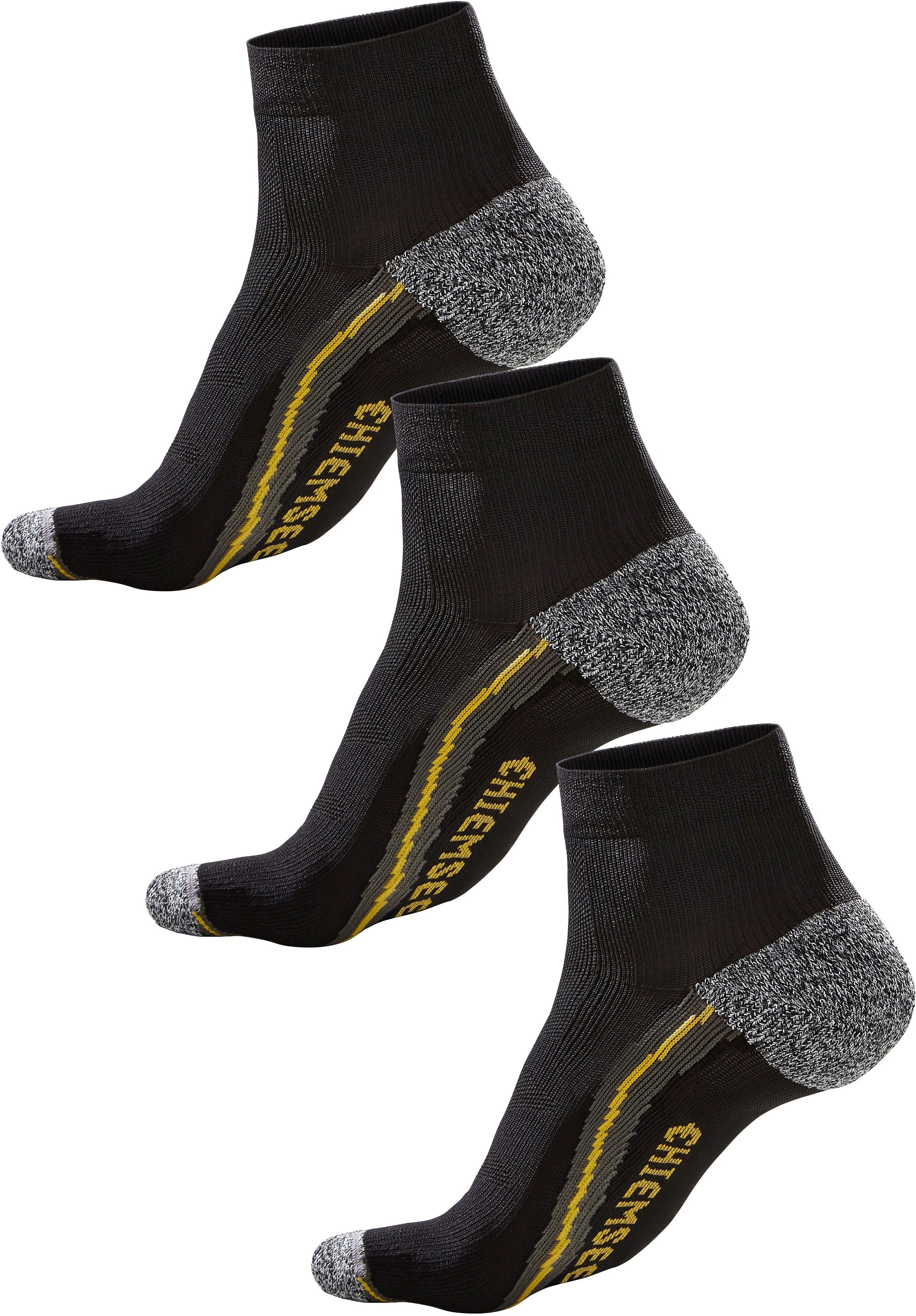 Wandersocken CHIEMSEE "Herren Gepolsterte Laufsocken Kurze Sportsocken Alltag Sport Outdoor", Damen, Gr. 43-46, schwarz, Materialmix, uni und gemustert, elastisch, Socken Wandersocken, mit Komfortbündchen