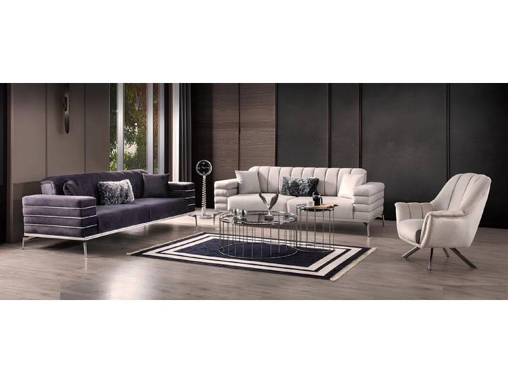 JVmoebel Sofa Elegantes graues Polster Set aus Textil für modernes Wohnen, Set 4 Teile, Made in Europa
