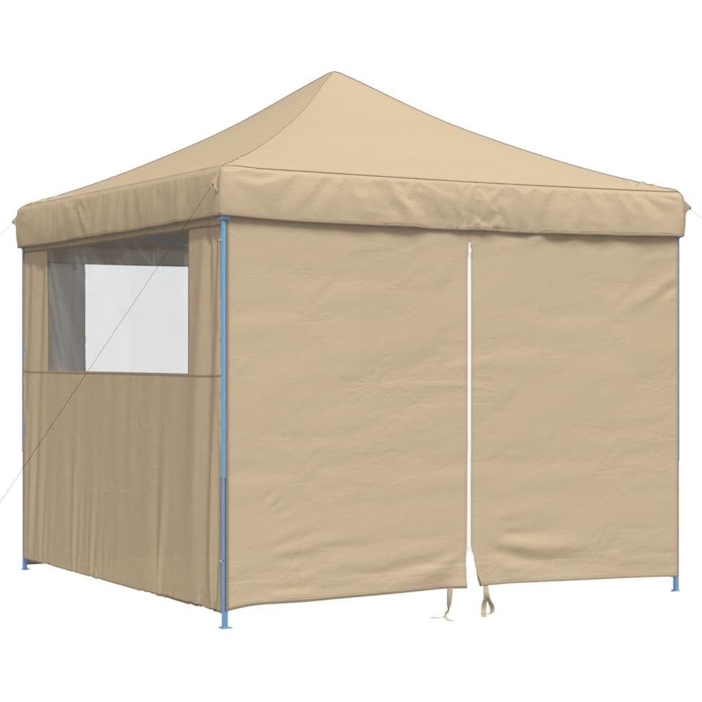 vidaXL Partytent inklapbaar pop-up model met 4 zijpanelen beige