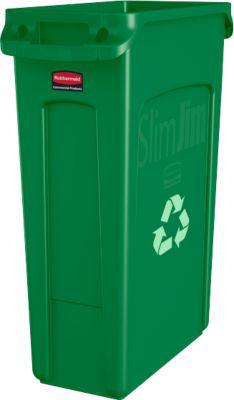Rubbermaid Abfallbehälter Slim Jim, mit Recycling-Symbol, L 510 x B 280 x H 750 mm, 87 l, Kunststoff, grün