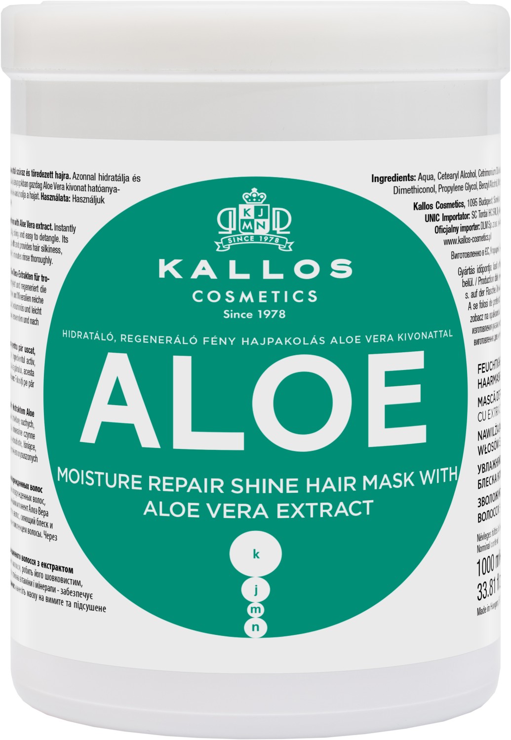 Kallos KJMN Aloe Moisture Repair Shine Hair Mask 1000 ml KA-KJMN1168