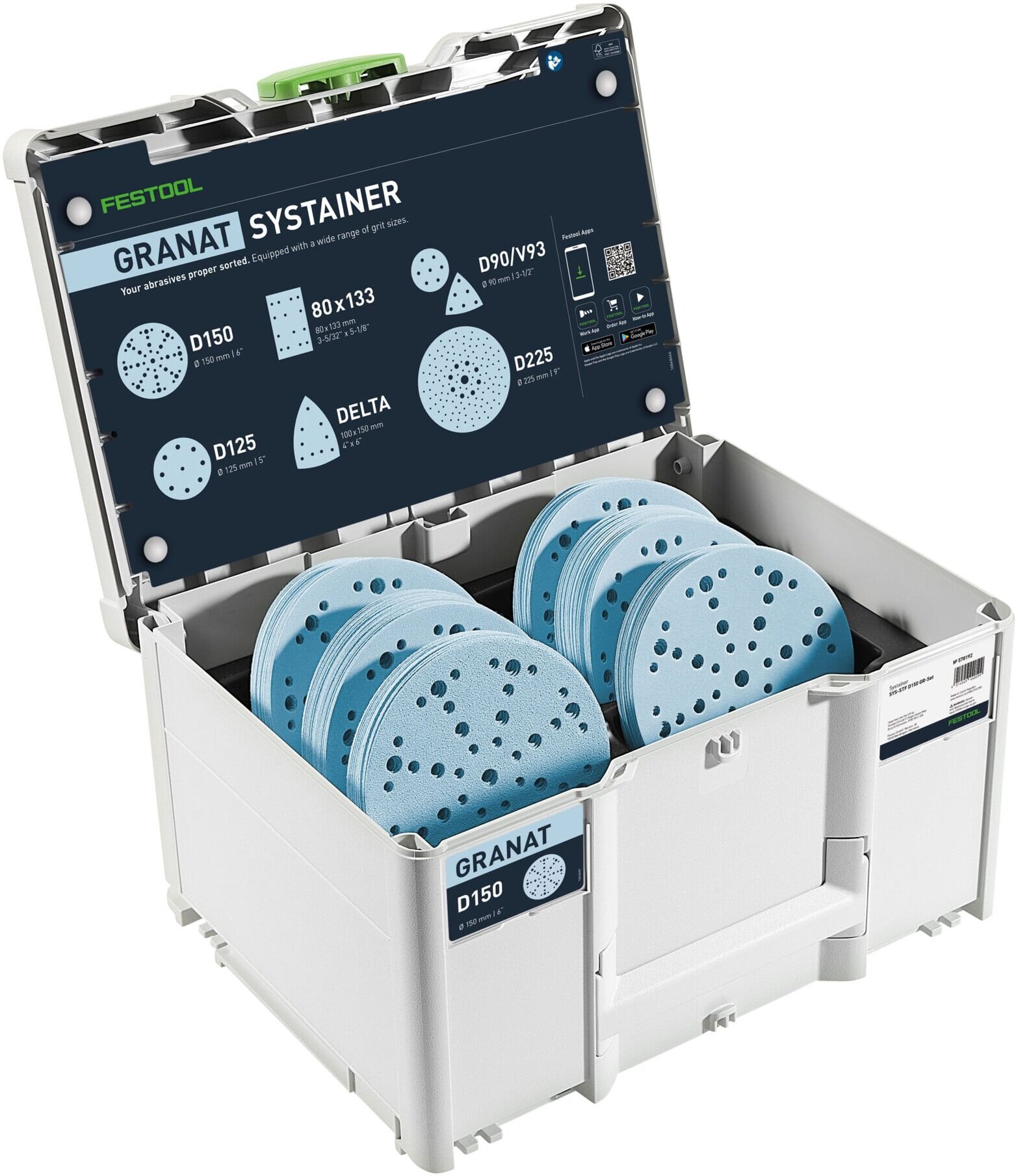 Festool Schleifmittel-Systainer³ SYS-STF D150 GR-Set Granat (578192)