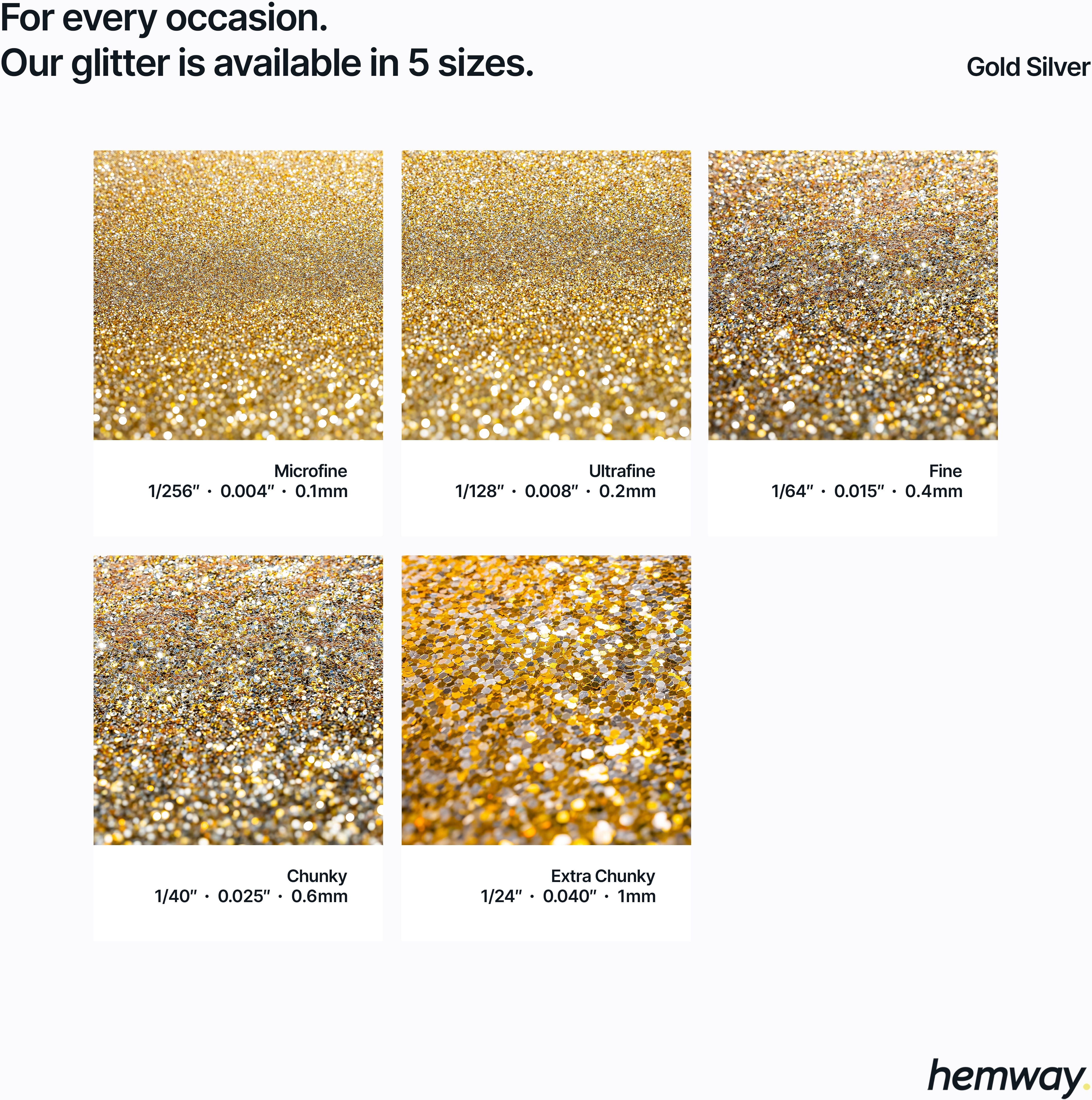 Hemway Automotive Glitter 100g / 3.5oz   Gold Silver   Metal Flake Custom Spray Painting - Gold Silver - Fine 100g