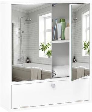 Costway Double Door Wall-Mounted Bathroom Mirrored Medicine Cabinet-White