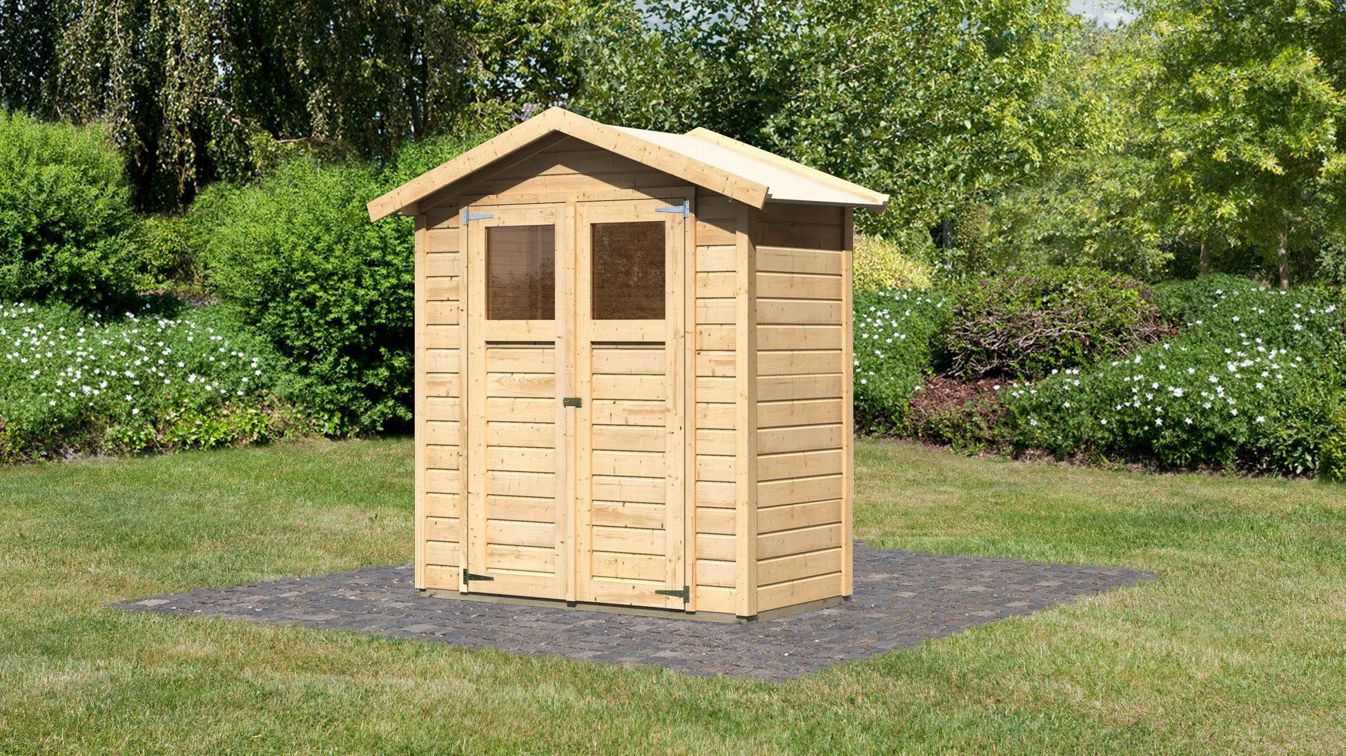 Gartenhaus KARIBU "Doris 0", beige (naturbelassen), ohne Fußboden, Holzwerkstoff, Gartenhäuser, Gartenhaus, naturbelassen