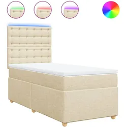 vidaXL Boxspringbett mit Matratze Creme 100x200 cm Stoff