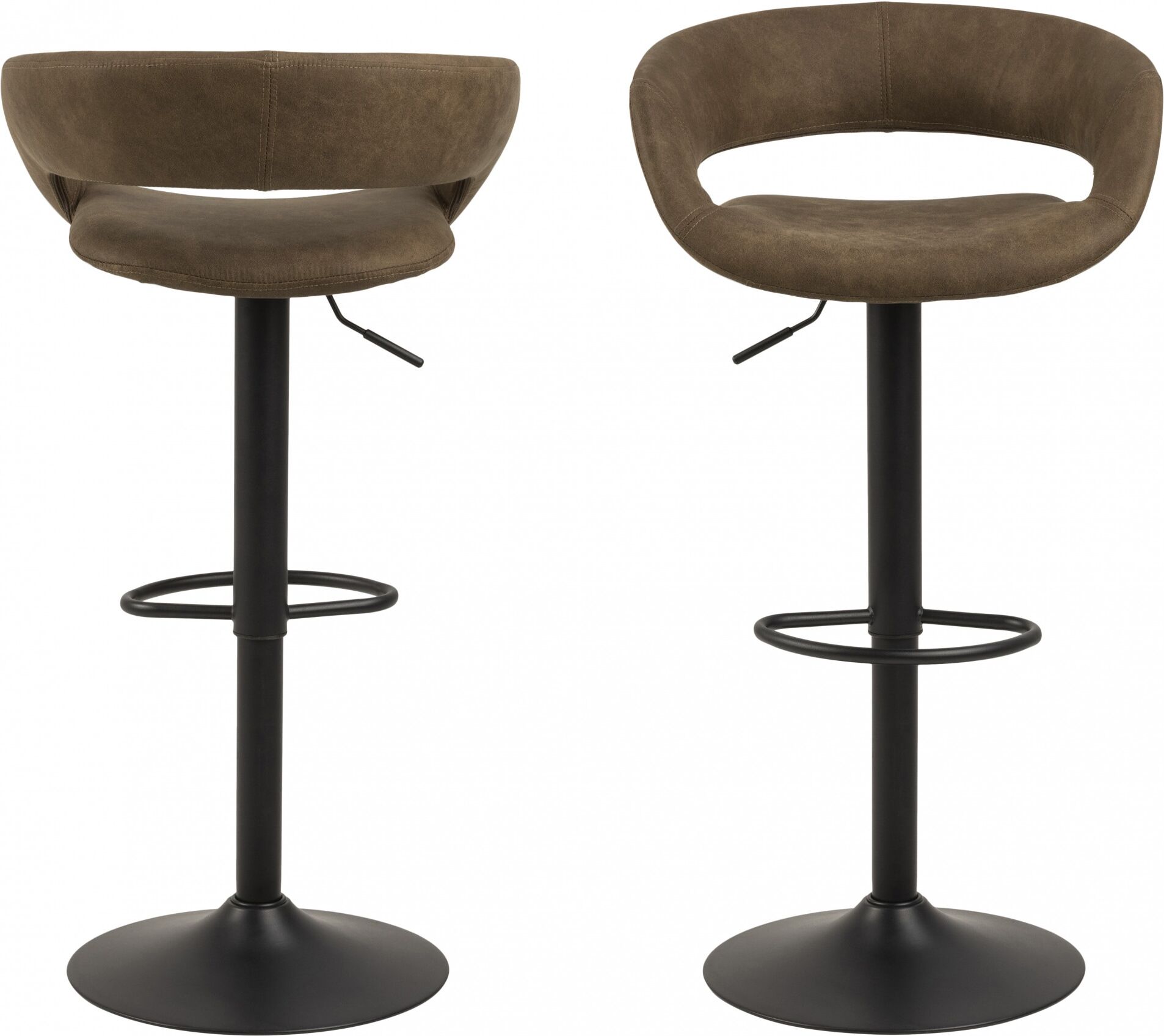 Barhocker ACTONA GROUP "Grace", braun (hellbraun), B:54,5cm H:104cm T:48,5cm, Hocker, Barhocker, (Set, 2 St) in Microfaser, Höhenverstellbar, Armlehne hellbraun B/H/T: 54,5cm x 104cm x 48,5cm, Luxus-Microfaser, Stoff hellbraun
