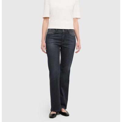 Bootcut-Jeans MAC, Damen, Gr. 48, Länge 30, blau (commercial), Denim/Jeans, Obermaterial: 92% Baumwolle, 6% Elastomultiester, 2% Elasthan, bootcut fit lang, Jeans, Verzierung an den Vordertaschen