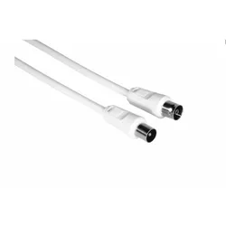 HAMA Antennen-Kabel Koax Stecker/Kupplung, 3m, 75dB, weiß