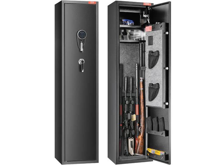SucceBuy 3-8 fusils pistolet coffre-fort avec clavier numérique et serrure pistolet armoire de rangement avec étagère de rangement amovible pour pistolets longs à la maison