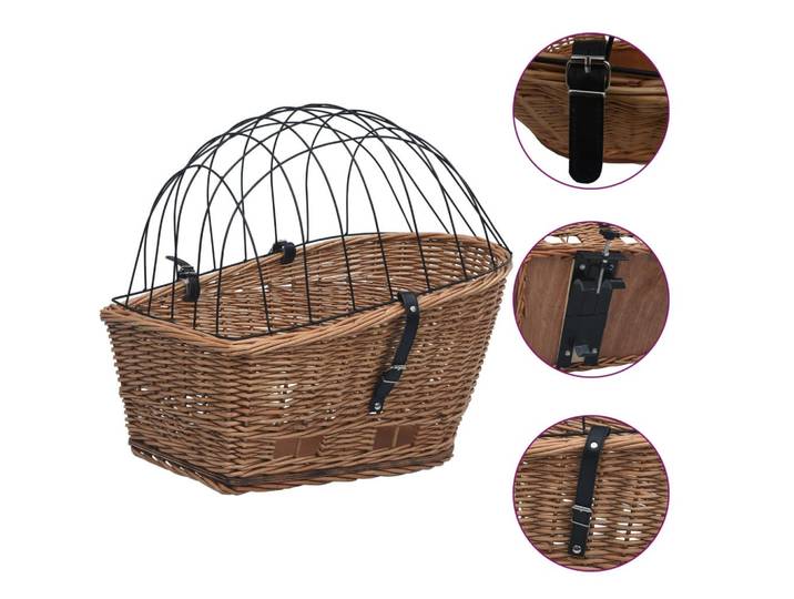 vidaXL Fahrradkorb Gepäckträger Mit Deckel 55/31/36 Cm Natur Weide, Braun, Naturmaterialen, 31x26x55 cm, Freizeit & Co, Sport & Fitness, Fahrräder, Fahrradzubehör