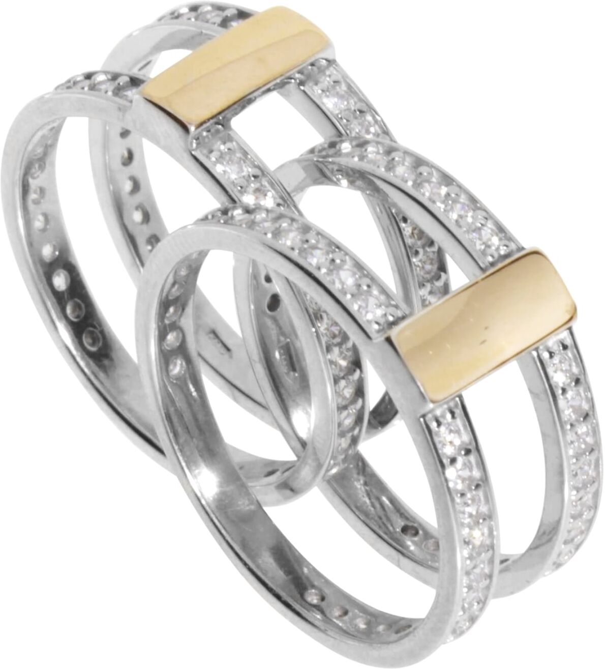 Fingerring OSTSEE-SCHMUCK "- Sunny Exklusiv - Silber 925/000 & Gold 585/000 - Zirkonia" Gr. 60, silber (silber 925, silberfarben, weiß), Fingerringe, Damen, 60, Fingerring