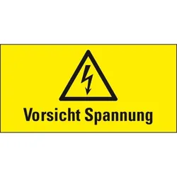 Aufkleber I Warn-Kombischild Vorsicht Spannung, RoHS konform, Folie, 52x26mm, 10/Bogen