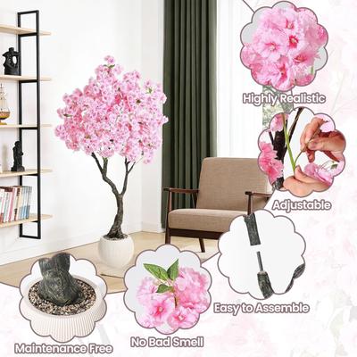 YUN 5–7 ft Artificial Cherry Blossom Tree in Pot