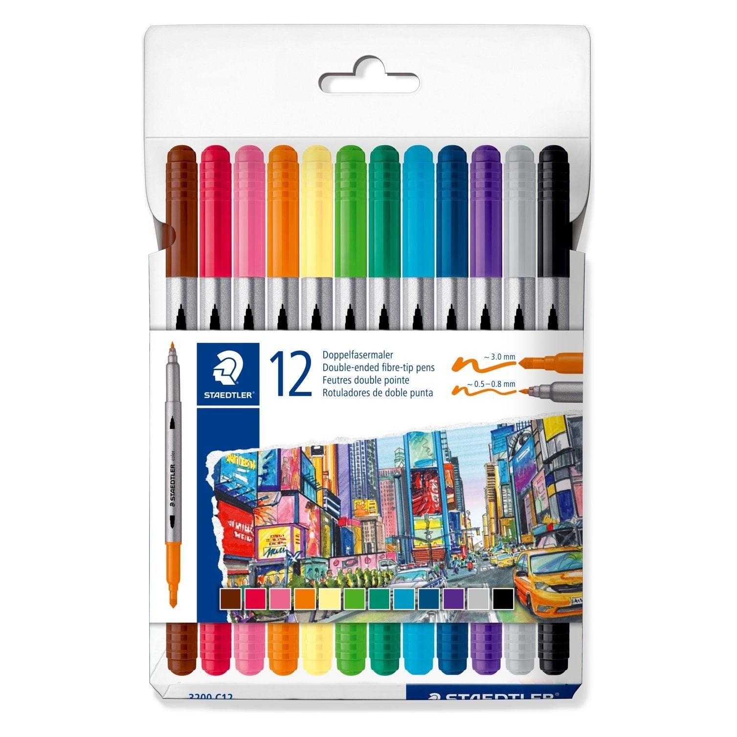 Staedtler Fiberpen tusser dobbelt basis farver ass (12) (12x) (3200 C12)