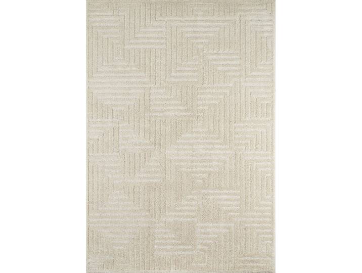 Tapis salon motif labyrinthe en 3d crème - 200x290 cm