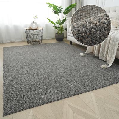 Teppich S.OLIVER "Lenni", dunkelgrau, B:90cm H:10mm L:160cm, Kunstfaser, Teppiche, Teppich, Uni-Farben, kurzflor, waschbar, Wohnzimmer, Schlafzimmer