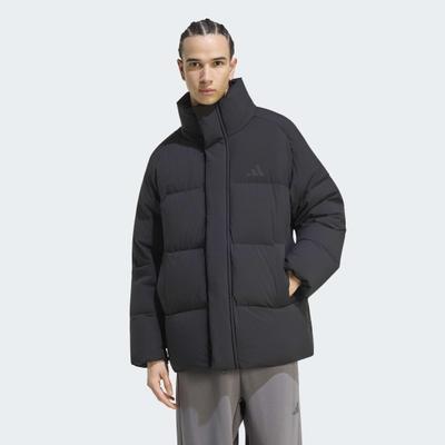 Outdoorjacke ADIDAS SPORTSWEAR "HELIONIC MID-LENGTH", Herren, Gr. M, schwarz, Obermaterial: 100% Polyester. Wattierung: 80% Entendaune, 20% Entenfeder, Jacken Outdoorjacke