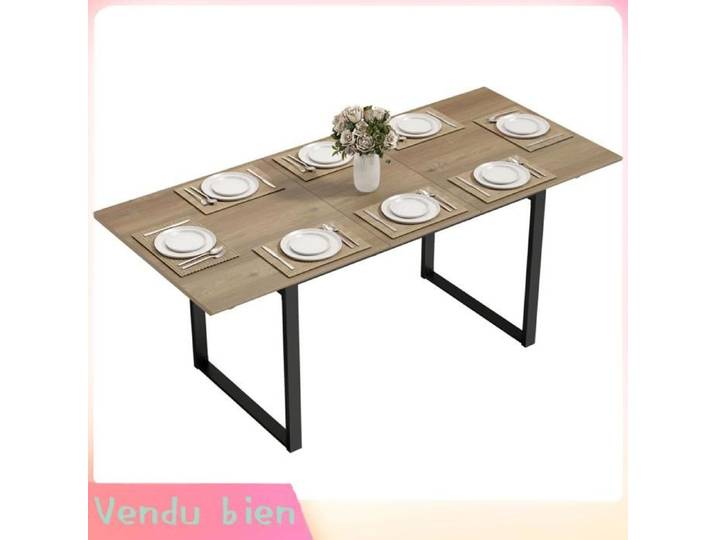 LIA Table à manger extensible 6-8 places rallonge 140-180 cm effet bois