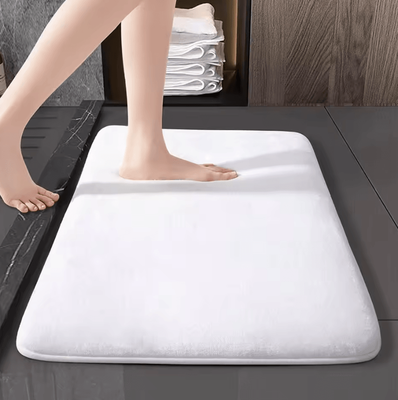 Inspire Curations Super Absorbent Coral Velvet Non Slip Bath Mat 01 White 50cm X 80cm