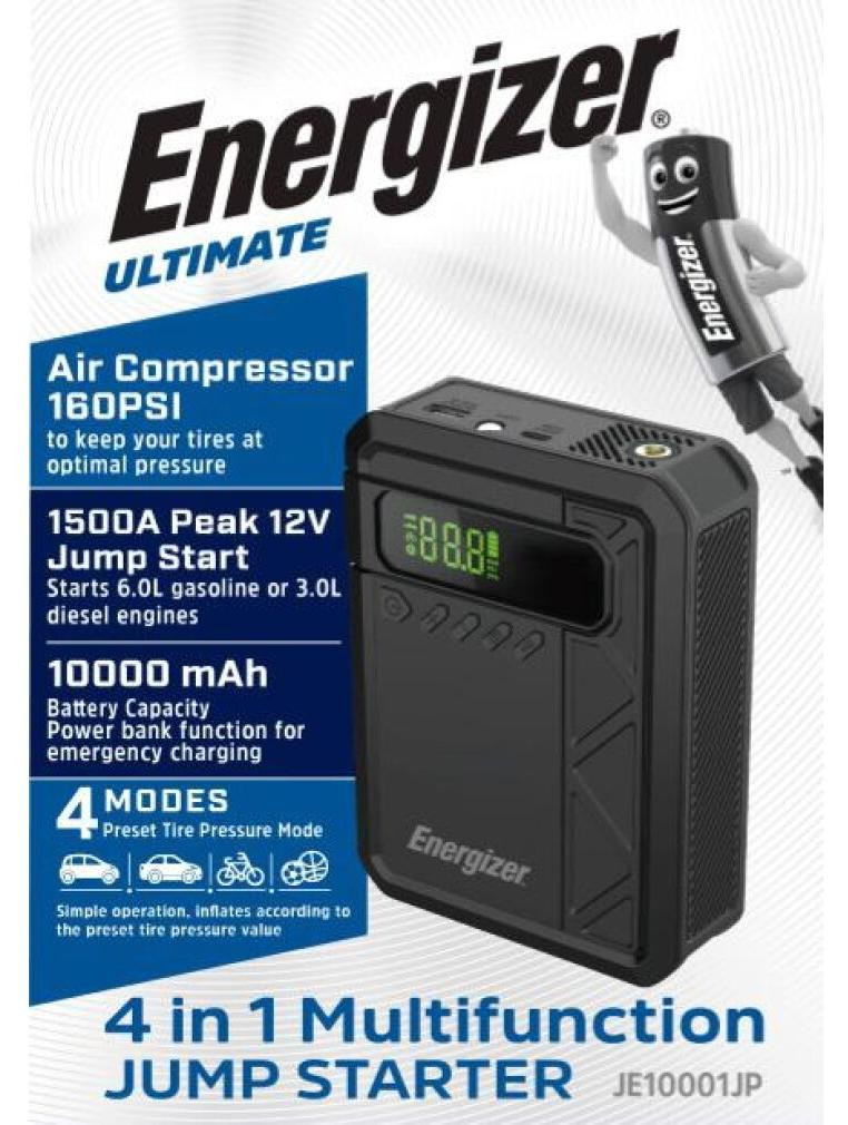 Energizer Accu-luchtcompressor en startbooster JE10000JP met 160 PSI, powerbank en LED-lamp