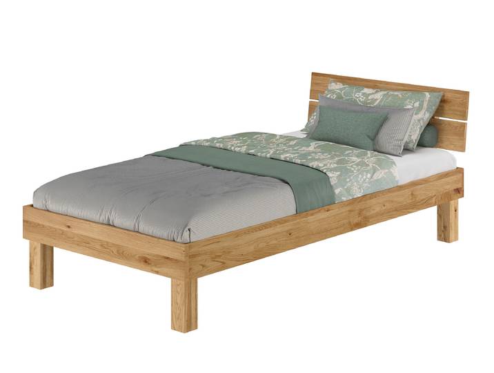 Breiteres Bettrahmen Bettgestell 100x200 cm Eiche Massiv geölt