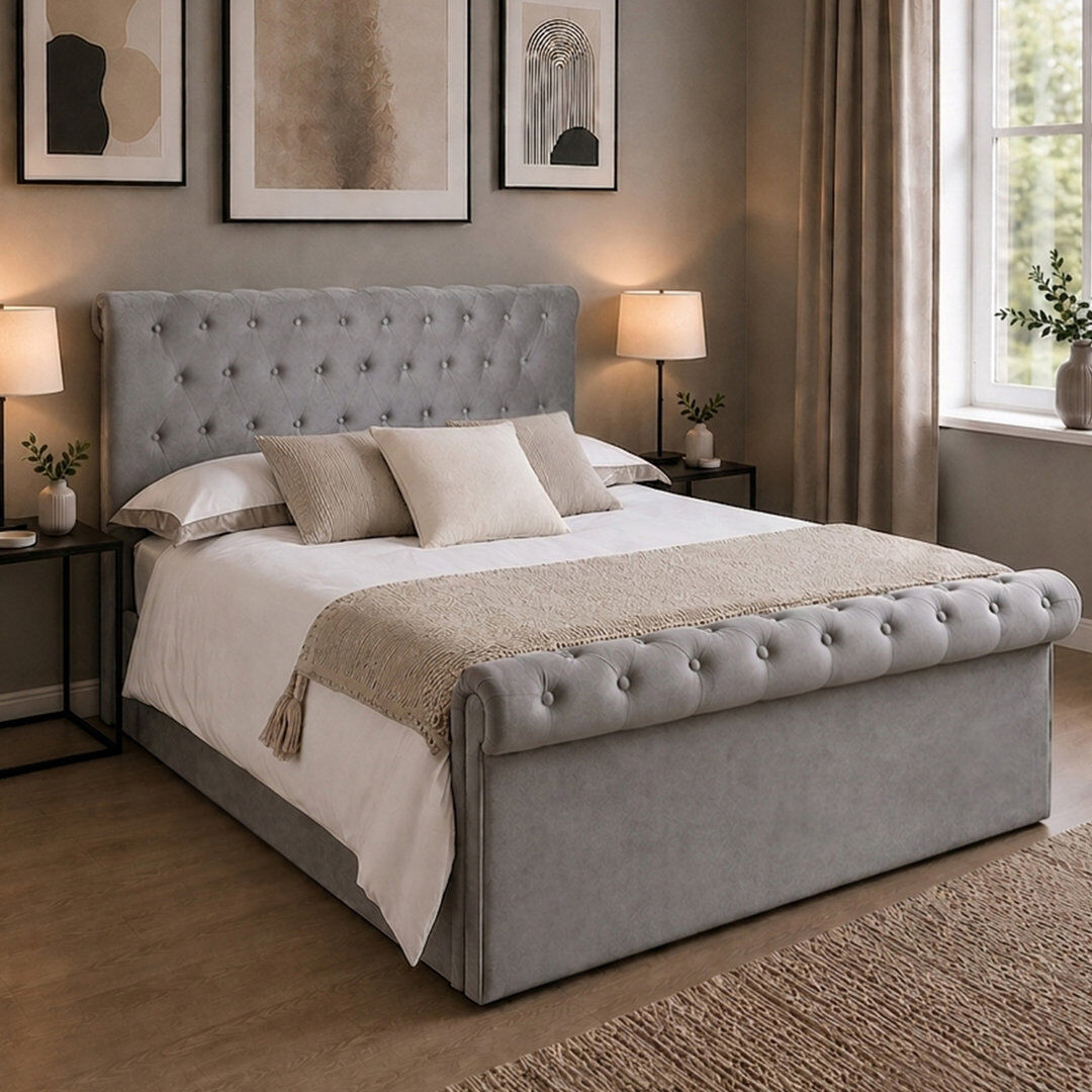 Mercer41 Javin Upholstered Ottoman Storage Bed Gray Super King (6')