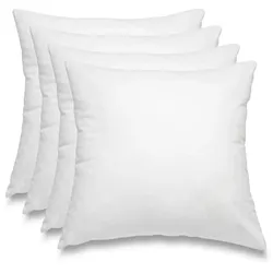 wometo 4er Set Federkissen 100% Federn 45x45 - 500g OEKO-TEX Kissen Füllkissen Bezug Baumwolle weiß / Innenkissen / Kissenfüllung / kleine Kopfkissen / Sofak