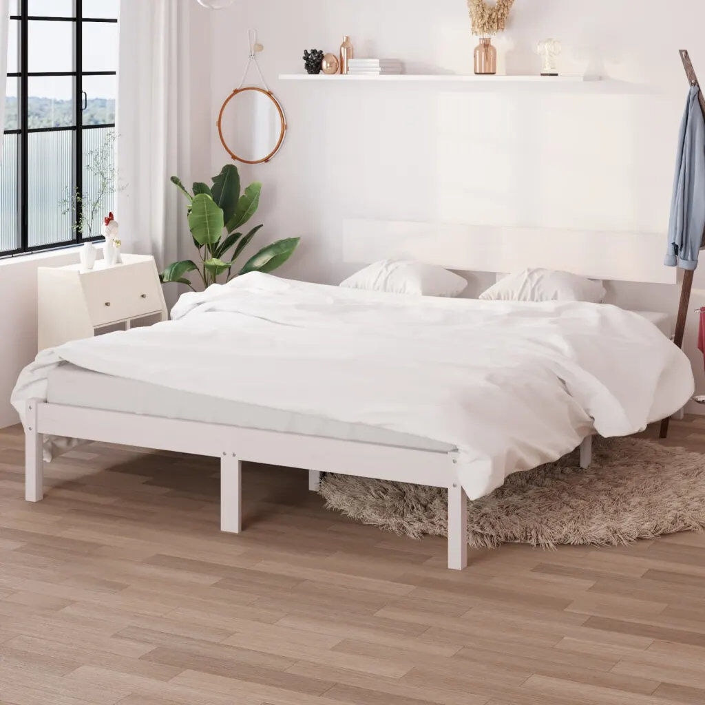 Ebern Designs Garric Solid Wood Bed white 140 x 200cm