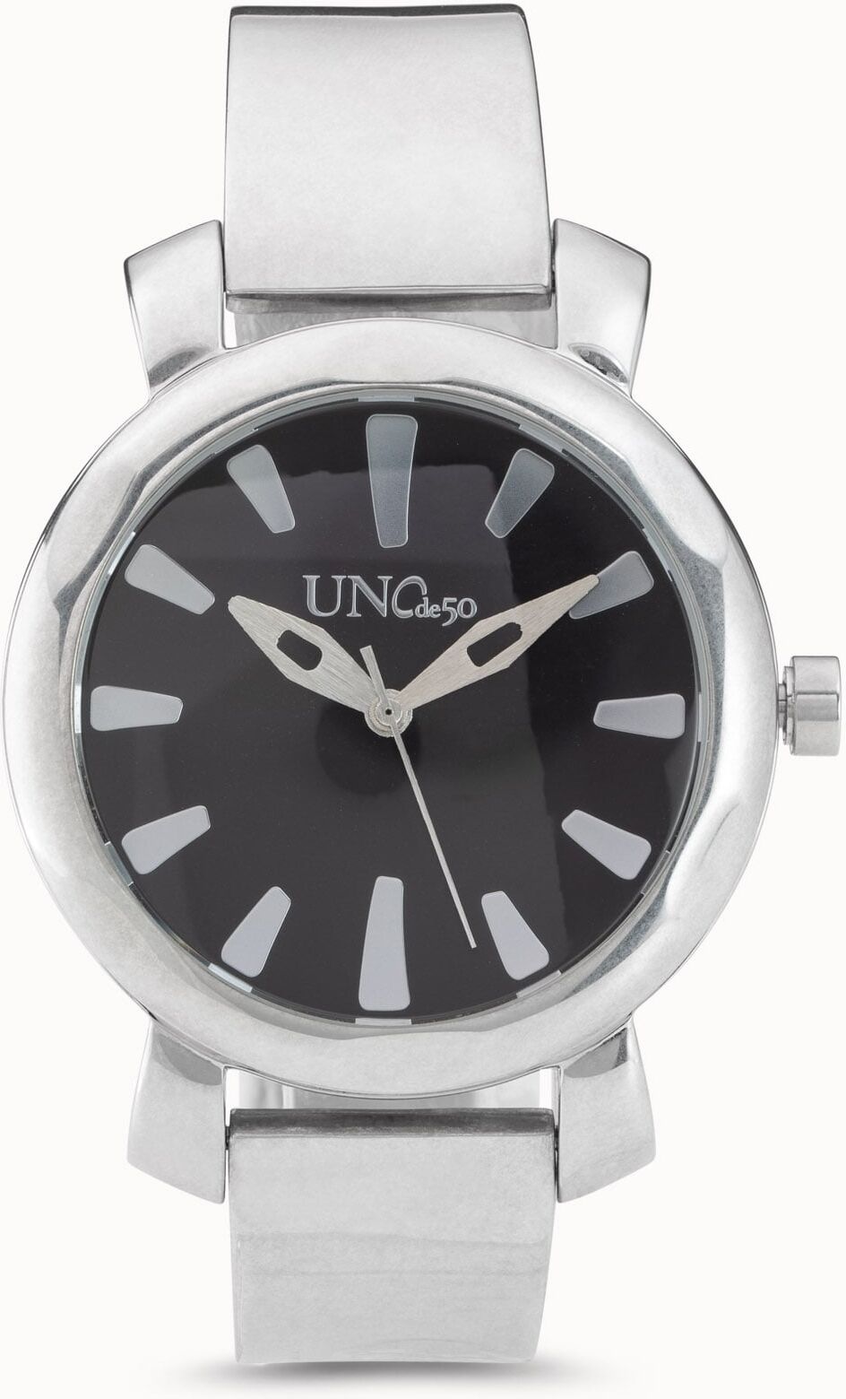 UNOde50 Reloj bañado en plata con esfera negra Plateado U