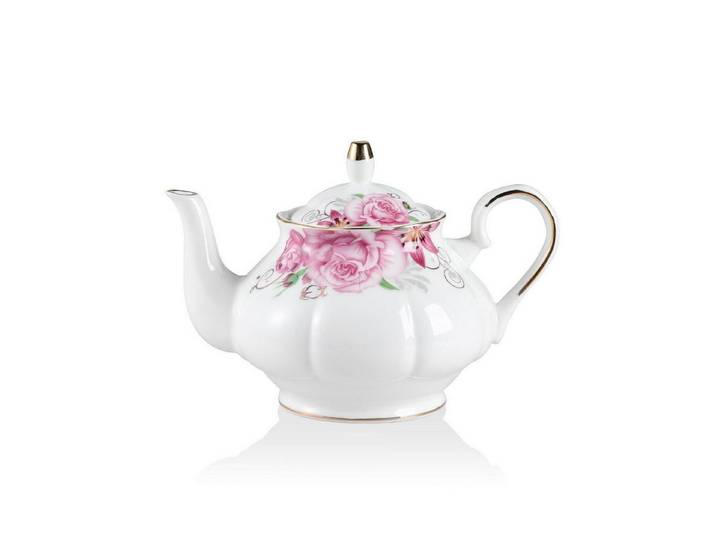 LuxusKollektion Teekanne Porzellan Teekanne Vintage Blumen Goldrand