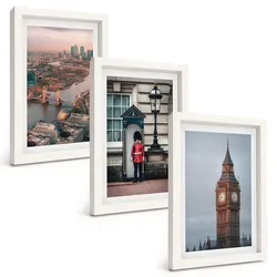 BILDER SET 3er Set - 20x30 cm Weißer Rahmen - London Bridge Guardian Big Ben
