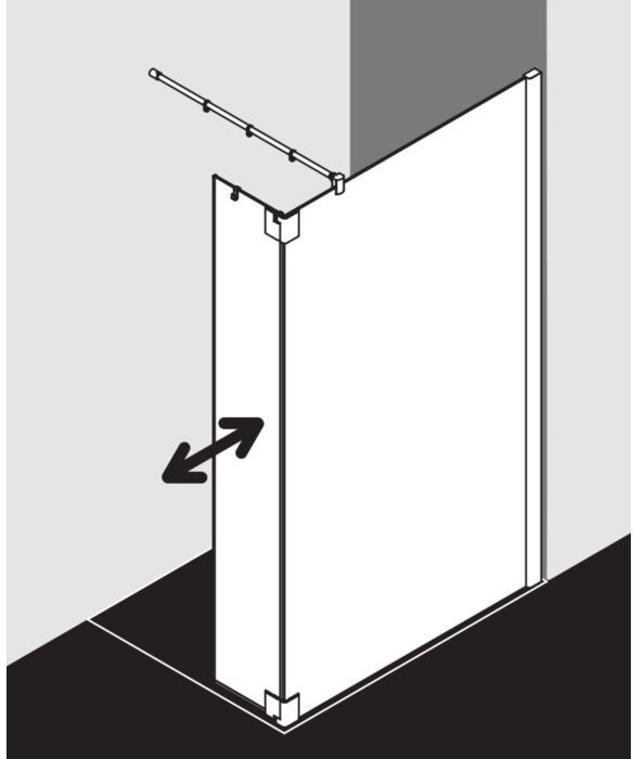 Kermi Pasa XP Seitenwand mit beweglichem Flügel PXT1R078201PK 78x200cm, silber mattglanz, ESG klar Clean, rechts, auf Duschplatz