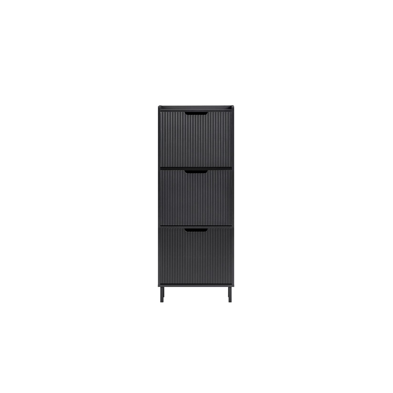 SoBuy Schuhschrank mit 3 Türen Schwarz 50,5x19x129,5cm Modern