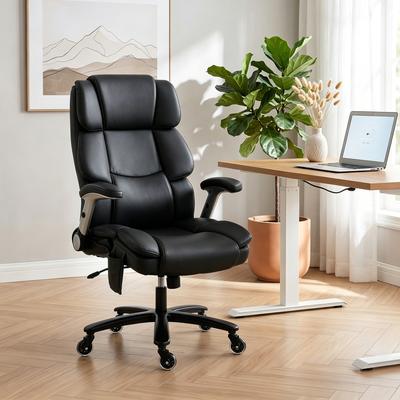 HOMCOM Heavy Duty Office Chair 400LBS with Airbag Lumbar Support, Pet-Friendly Fabric, Big and Tall Desk Chair