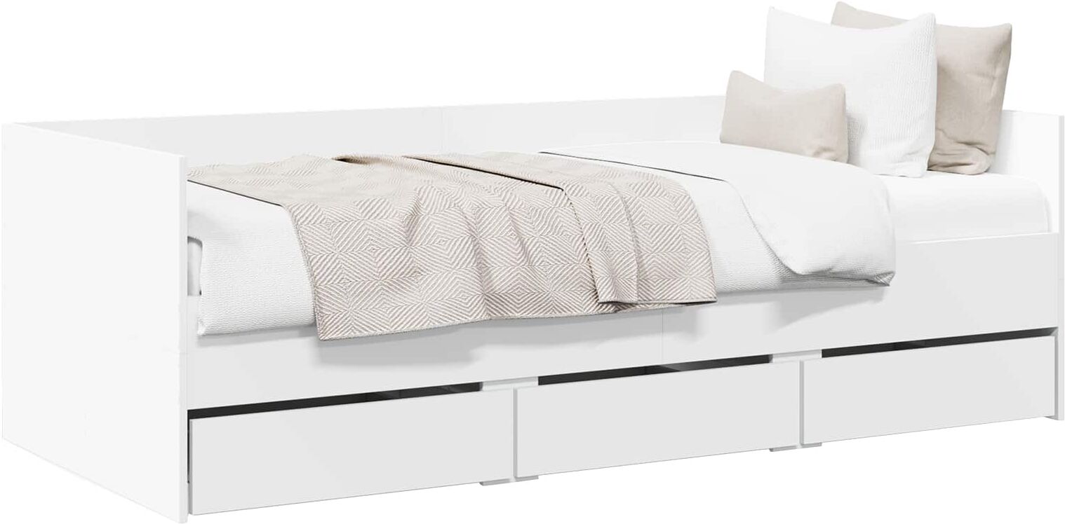 vidaXL Lit d'appoint avec tiroir avec stockage Blanc Bois d'ingénierie