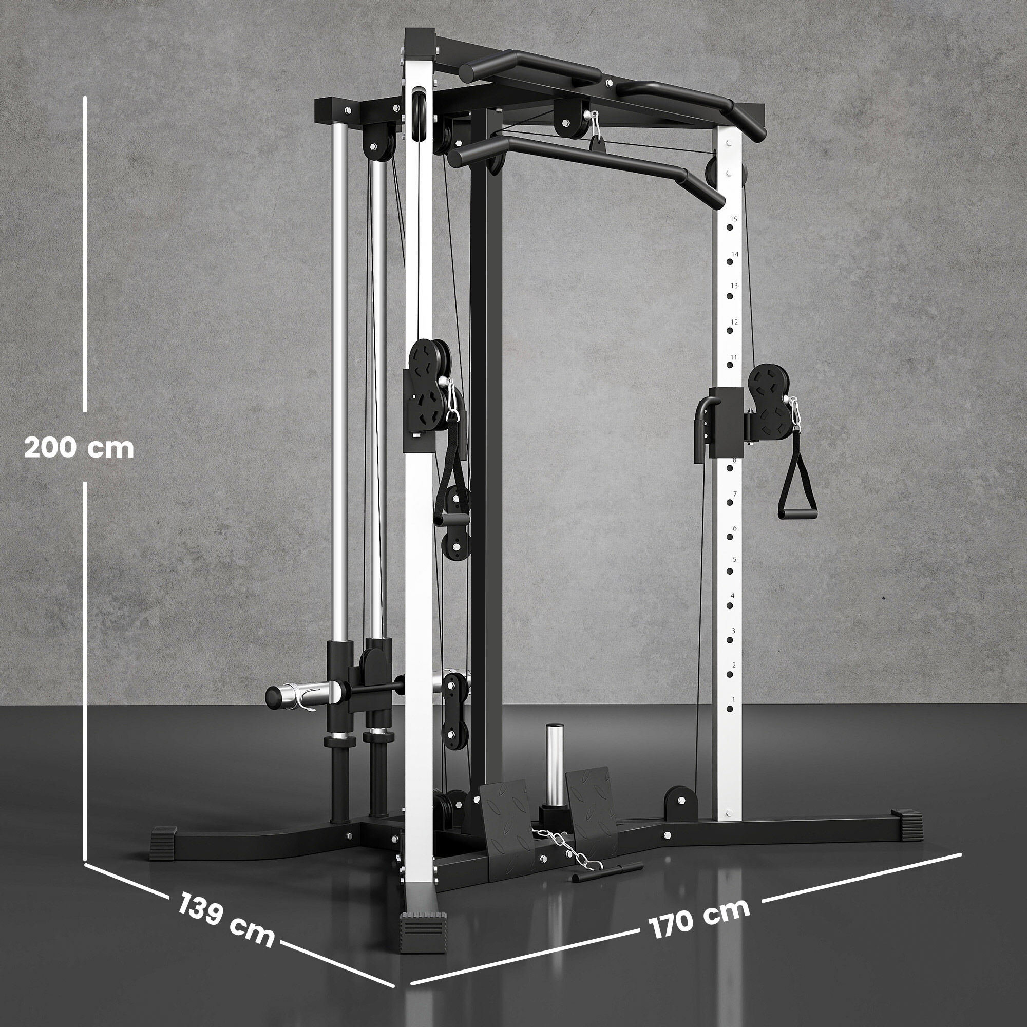 Altro Stazione Fitness Per Allenamento Totale Con Sbarra Per Trazioni E Bilanciere, In Acciaio, 170x139x200 Cm, Nero