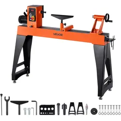 VEVOR Drechselbank, 1,5 PS, Drechselmaschine mit variabler Drehzahl von 150 bis 3200 U/min, Drehtischmaschine 406x1020 mm Werkbank, Drehbank, für mittlere bis große Holzbearbeitungsprojekte