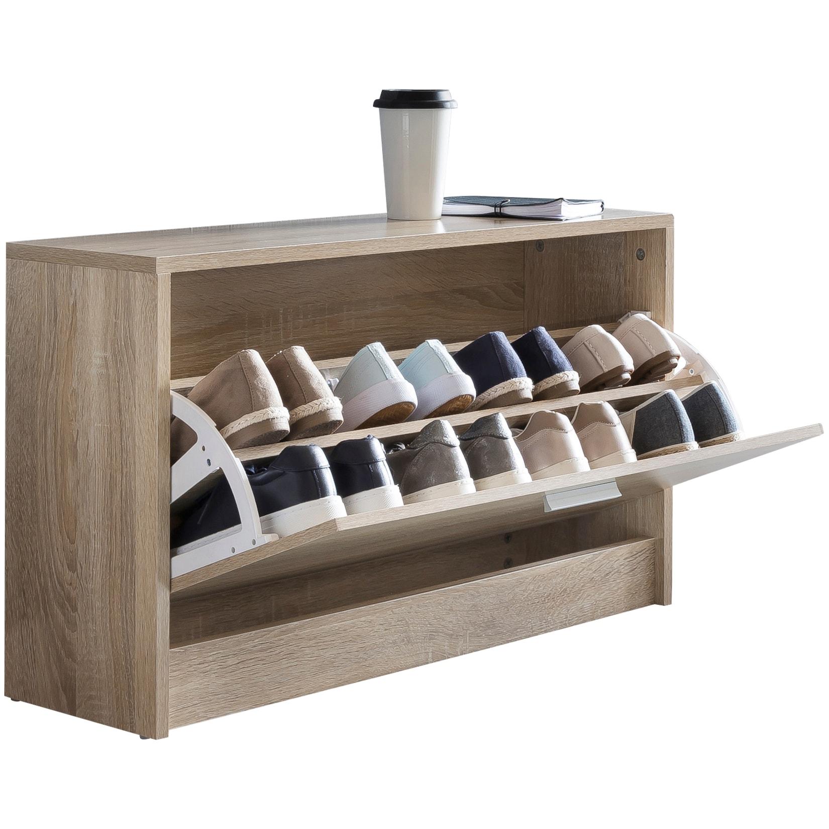 KADIMA DESIGN Schuhkipper aus Holz in Beige mit Ablagefach und 1 Staufach – kompakt & funktional