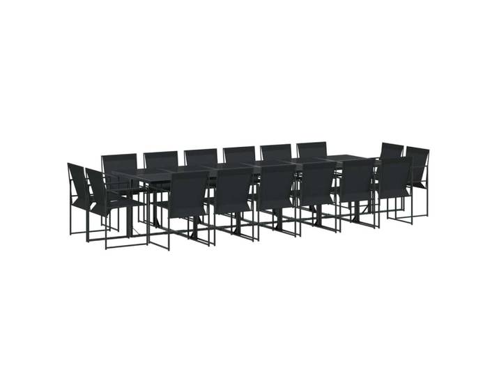 vidaXL Ensemble de jardin 17 pièces noir Textilène