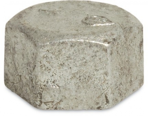 Endkappe mit Sechskant Temperguss verzinkt, Kappe verzinkt (Kappe mit Innengewinde VERZINKT: 3/4" Kappe verzinkt) 4.24-VEK34