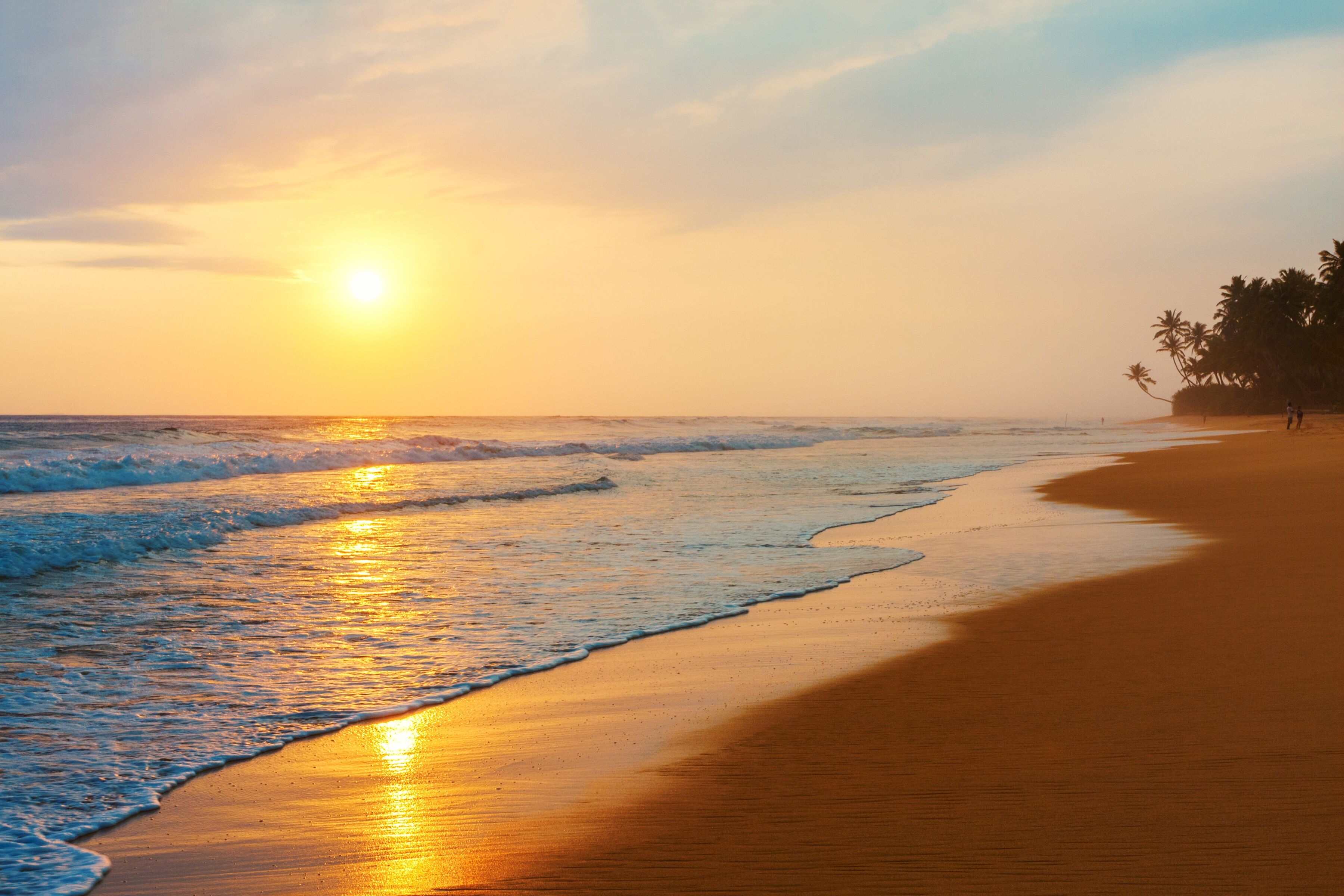 Fototapete PAPERMOON "Sri Lanka Beach Sunset", bunt, B:4m L:2,6m, Vlies, Tapeten, Fototapete bunt B/L: 4m x 2,6m, Bahnen: 8 Stk.
