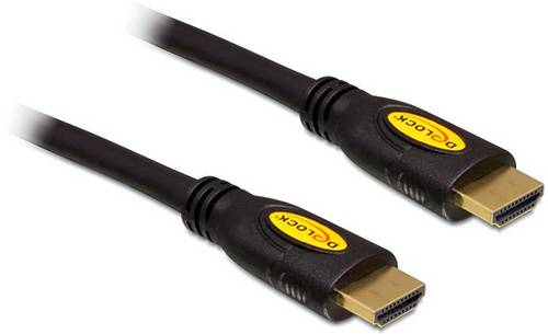 Delock HDMI Anschlusskabel HDMI-A Stecker 1.5 m Schwarz 83738 vergoldete Steckkontakte, 4K UHD, verdrillt HDMI-Kabel