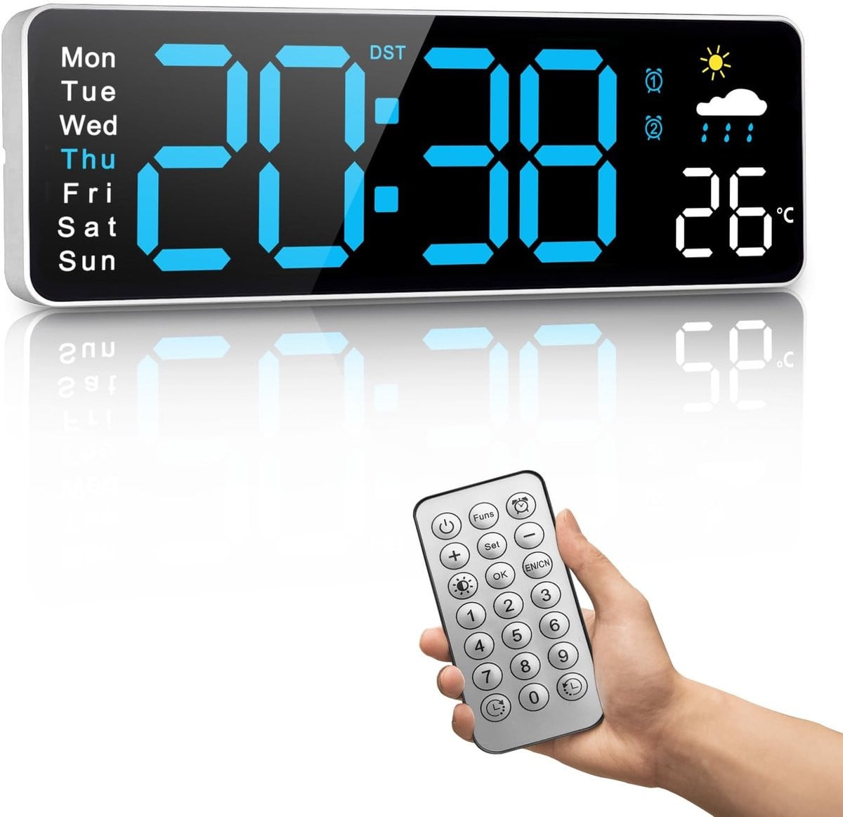 Solidchoice Digitale Wandklok met Afstandsbediening - 30,5 cm